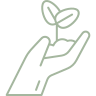 icona di una mano che tiene in mano della terra e un fiore